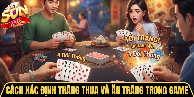 Tiến Lên Miền Nam Sunwin - Đánh Bài Ăn Tiền Kịch Tính 3 Sunwin Cách xác định thắng thua và ăn trắng trong game