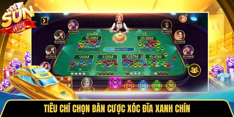 Tiêu chí chọn bàn cược Xóc đĩa xanh chín